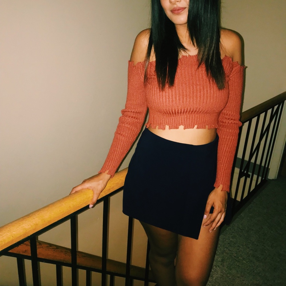 off the shoulder sweater crop top
